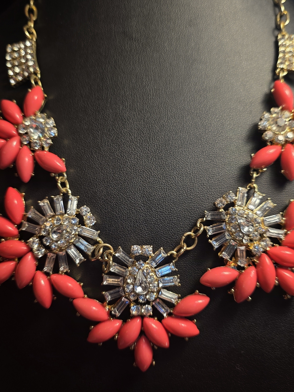 Statement Pink and Crystal Bib Necklace - Homecoming. Vibrant.